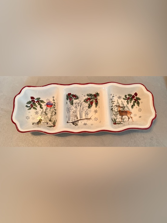 Better Homes And Gardens Other - Better Homes & Gardens Heritage 3 Section Divided Server Winter Forest Ironstone